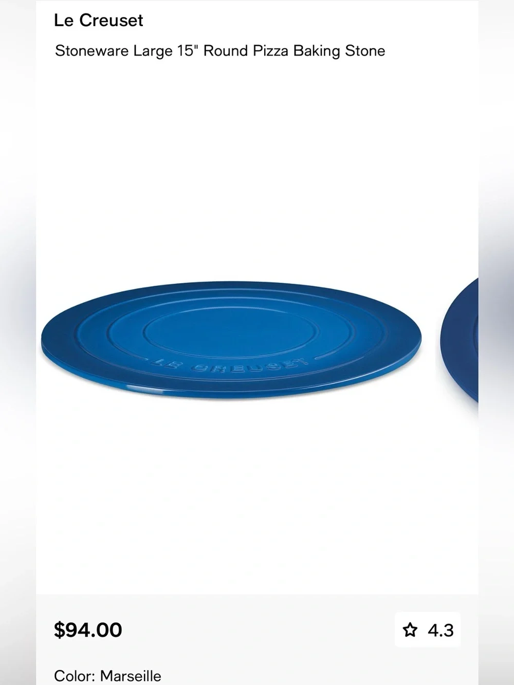 Le Creuset Blue Round Ceramic Pizza Stone